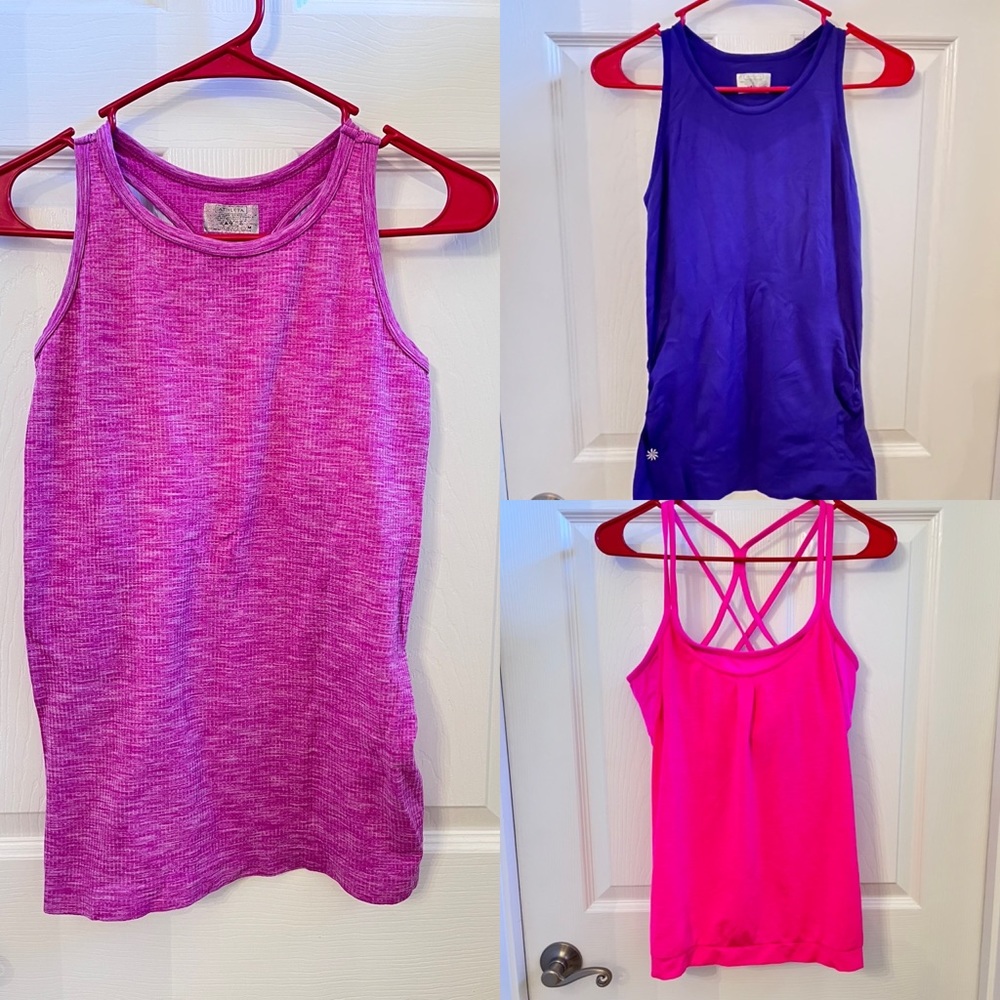 Lot of 3 Athleta work out tank tops size M